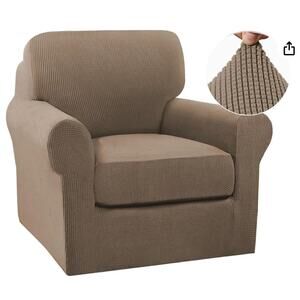 2 Piece Washable Chair Cover for Armchair- (Small Armchair, Macchiato)